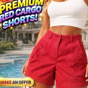 Vtg High Waisted  Red Shorts by IVY with Cargo Style Pockets Women's  Size 5/6